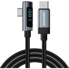 Seashell Digital 2m 100W Type C Şarj Kablosu Dijital Ekran Usb C Usb C Dirsek Veri Kablosu (Yurt Dışından)