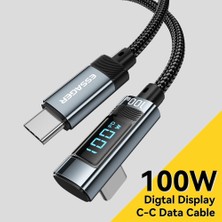 Seashell Digital 2m 100W Type C Şarj Kablosu Dijital Ekran Usb C Usb C Dirsek Veri Kablosu (Yurt Dışından)