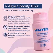 A Aliye's Beauty Elixir Ecocert Cosmos Sertifikalı %100 Doğal %69,9 Organik Yüz & Vücut & Saç Bakım Yağı