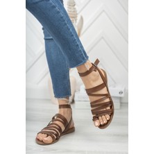 Shemard Berry Deri Kahverengi Günlük Kadın Sandalet