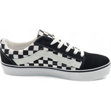 Melen Shoes Skyone Siyah Beyaz Damalı Desenli Model Old School Kareli Rahat Bağcıklı Günlük Sneaker Spor Ayakkabı