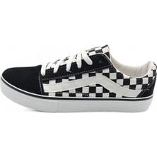 Melen Shoes Skyone Siyah Beyaz Damalı Desenli Model Old School Kareli Rahat Bağcıklı Günlük Sneaker Spor Ayakkabı