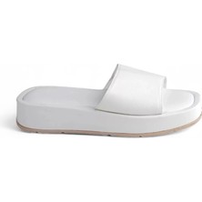 Melen Shoes Daisy Beyaz Yüksek Taban Kadın Yazlık Günlük Terlik