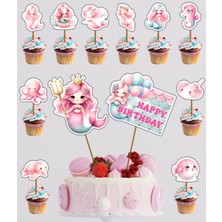 Hiras Dizayn Denizkızı Mermaid Sualtı Pasta Kürdanı 12PARÇA Pasta Süsü ve Cupcake Pasta Kurabiye Süsle