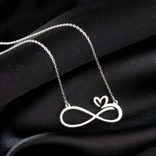 Decovienotr Kalpli Sonsuzluk Kadın Kolye, 925 Ayar Gümüş Kolye, Gümüş, Rose Gold, Altın Kaplama Kolye