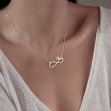 Decovienotr Kalpli Sonsuzluk Kadın Kolye, 925 Ayar Gümüş Kolye, Gümüş, Rose Gold, Altın Kaplama Kolye
