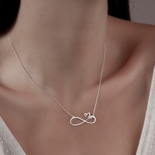 Decovienotr Kalpli Sonsuzluk Kadın Kolye, 925 Ayar Gümüş Kolye, Gümüş, Rose Gold, Altın Kaplama Kolye