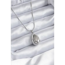 Clariss 316L Çelik Gümüş Renk Damla Model Yıldız Işleme Zirkon Taş Detay Kadın Kolye