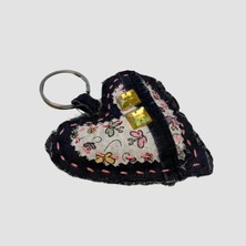 Uretti - Gamze 4416 El Yapımı Kalpli Taş Detaylı Lavanta Tanecikli Anahtarlık 9cm - Pembe