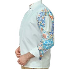 DGR Aşçı Ceketi Desenli Unisex Çıtçıtlı Uzun Kollu Chef Aşçı Mutfak Ceket Seramik Desenli