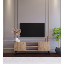 Suba Home Ahşap Görünümlü Mdf 2 Kapaklı Raflı Tv Ünitesi 120 x 30 x 45 Modern ve Fonksiyonel Tasarım