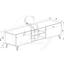 Suba Home Ahşap Görünümlü Mdf 2 Kapaklı Raflı Tv Ünitesi 120 x 30 x 45 Modern ve Fonksiyonel Tasarım