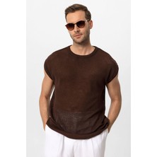 Antioch Kahve Kolsuz Ajurlu Erkek T-Shirt
