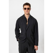Antioch Siyah Oversize Astarsız Erkek Blazer Ceket