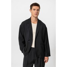 Antioch Siyah Oversize Astarsız Erkek Blazer Ceket
