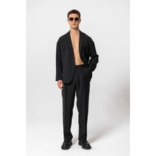Antioch Siyah Oversize Astarsız Erkek Blazer Ceket