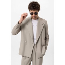Antioch Bej Kruvaze Kapama Fleto Cepli Erkek Blazer Ceket