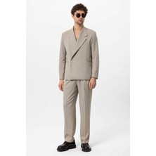 Antioch Bej Kruvaze Kapama Fleto Cepli Erkek Blazer Ceket