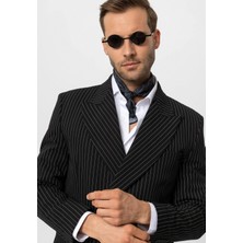 Antioch Siyah Kruvaze Kapama Çizgili Erkek Blazer Ceket