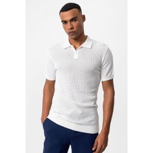 Antioch Ekru Polo Yaka Örme Erkek Triko T-Shirt