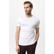Antioch Ekru Bisiklet Yaka Slim Fit Erkek T-Shirt