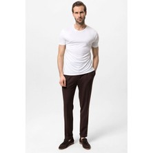 Antioch Ekru Bisiklet Yaka Slim Fit Erkek T-Shirt