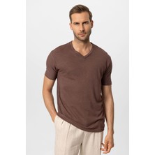 Antioch Açık Kahve V Yaka Basic Erkek T-Shirt