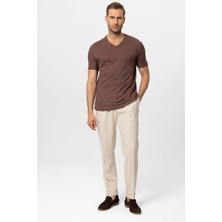 Antioch Açık Kahve V Yaka Basic Erkek T-Shirt
