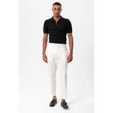 Antioch Siyah Polo Yaka Fermuarlı Örme Erkek T-Shirt