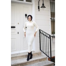 SFG Life Moda Kadın Tesettür Giyim Balıkçı Yaka ve Slim Model Triko Kalem Elbise