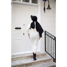 SFG Life Moda Kadın Tesettür Giyim Balıkçı Yaka ve Slim Model Triko Kalem Elbise