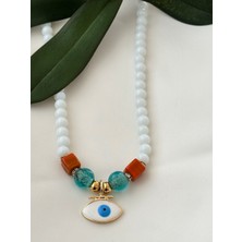 Mi Brillo Accessories Cam Bodrum Boncuk Göz Nazar Detaylı Kolye