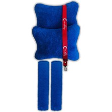 Tusba Market Peluş Araç Oto Koltuk Seyahat Boyun Yastığı 2'li / Peluş Oto Kemer Pedi / Oto Ayna Askısı Ipi