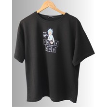 Ghost Unisex Oversize Fu*k You Rick Baskılı Siyah T-Shirt, Siyah Tişört