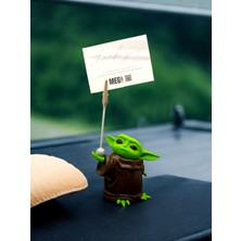 Meg Art 3D Baby Yoda Figürlü Not Tutucu Masaüstü Not Tutacağı Metal Kıskaç Notluk