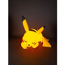 Meg Art 3D Uyuyan Pikachu Figürü Dekoratif Lamba Masaüstü Aydınlatma Taşınabilir Lambası