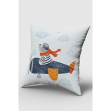 Bebemotto Pilot Ayıcık, Çift Taraflı, Ithal Kadife Kumaş, Çocuk Bebek Odası Kırlent Kılıfı