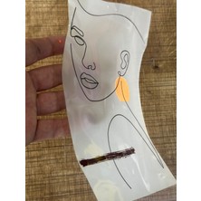 Gönülden Tasarım Ütü Ile Yapışan Küpeli Çizgi Kadın Silüeti Transfer Baskı 20X13 cm