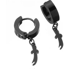 İdol Avm Zülfikar Kılıcı Siyah Erkek Çelik Küpe Takı Aksesuar W P24 T5