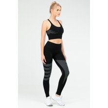 Speedlife Siyah Slim Fit Yüksek Bel Toparlayıcı Crop Kadın Tayt Takım SSB0011