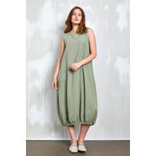 Minaaise Haki Keten Altı Lastik Detaylı Elbise 27310