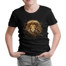Burçlar - Aslan Siyah Çocuk Tshirt