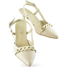 Ispartalılar 1026 Arkası Açık Kadın Topuklu Ayakkabı 5 cm Abiye Düğün Nişan Kına Gecesi