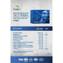 Maxiliv Maxcle Doğası Değiştirilmemiş Tip 1-2-3 Kollajen, Şeytan Pençesi, Akgünlük, MSM, D Vitamini ve Zerdeçal İçeren 30 Tablet |  