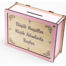 Deep Craft Deep Creative Parabox Hedef Kumbarası Pembe-Krem Rengi Ahşap Kilitli