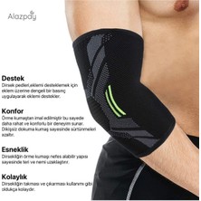 Alazpay Siyah Fitness Tenis Basketbol Ortopedik Spor Outdoor Antreman Örme Silikon Dirseklik (1 Adet)