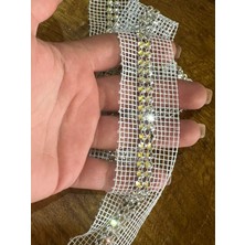 Gönülden Tasarım 80X4 cm Zirkon Taşlı File Şerit Dikiş Giyim Aksesuarı