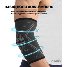 Alazpay Siyah Basketbol Fitness Tenis Voleybol Ortopedik Spor Outdoor Antreman Örme Silikon Dirseklik (1 Ad