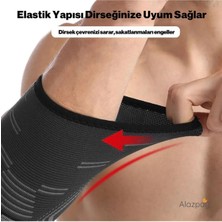 Alazpay Siyah Basketbol Fitness Tenis Voleybol Ortopedik Spor Outdoor Antreman Örme Silikon Dirseklik (1 Ad