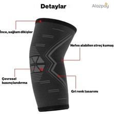 Alazpay Siyah Basketbol Fitness Tenis Voleybol Ortopedik Spor Outdoor Antreman Örme Silikon Dirseklik (1 Ad